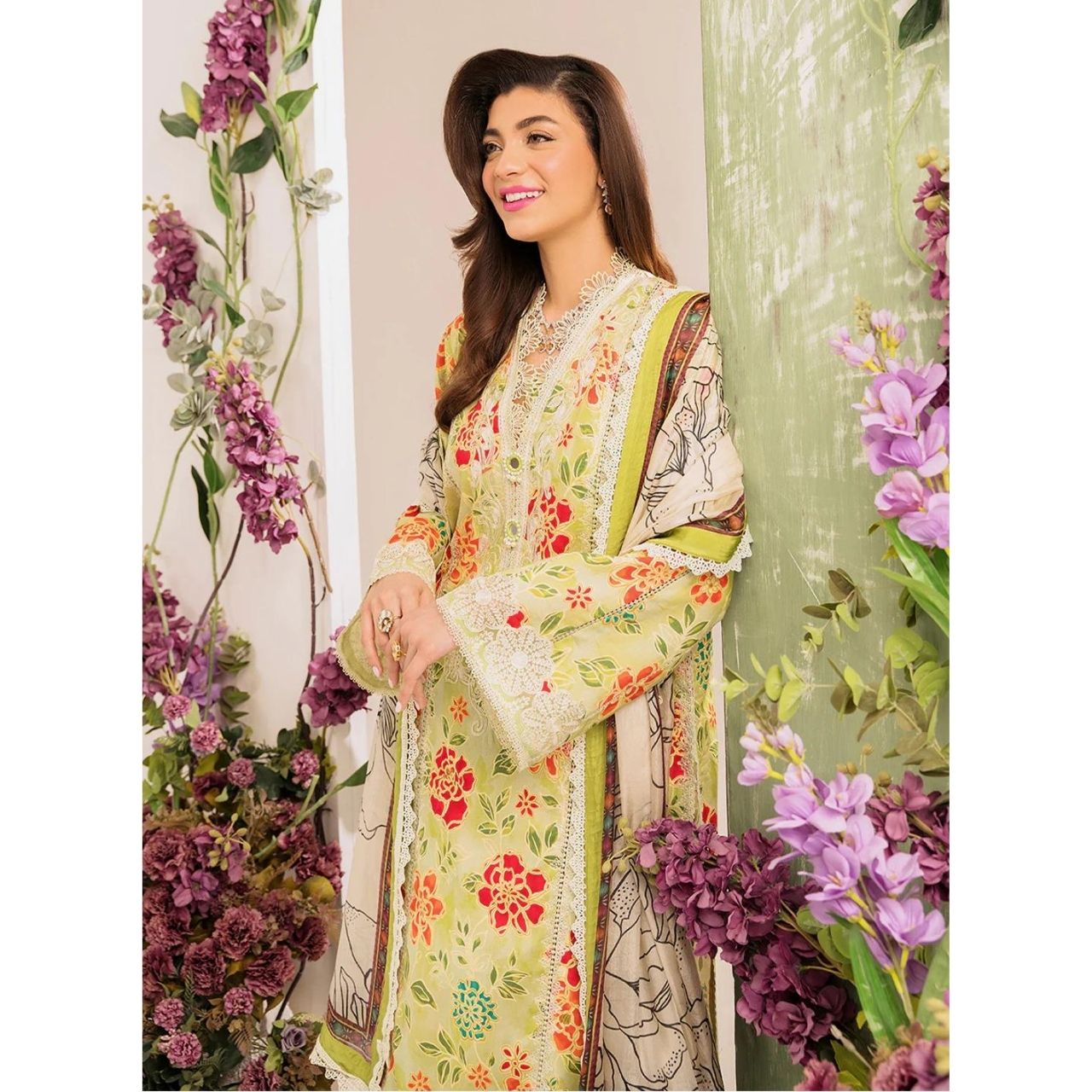 Freesia 3 Pcs Embroidered Unstitched Suit Green