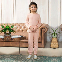 Full Sleeves T-shirt and Trouser Set Peach