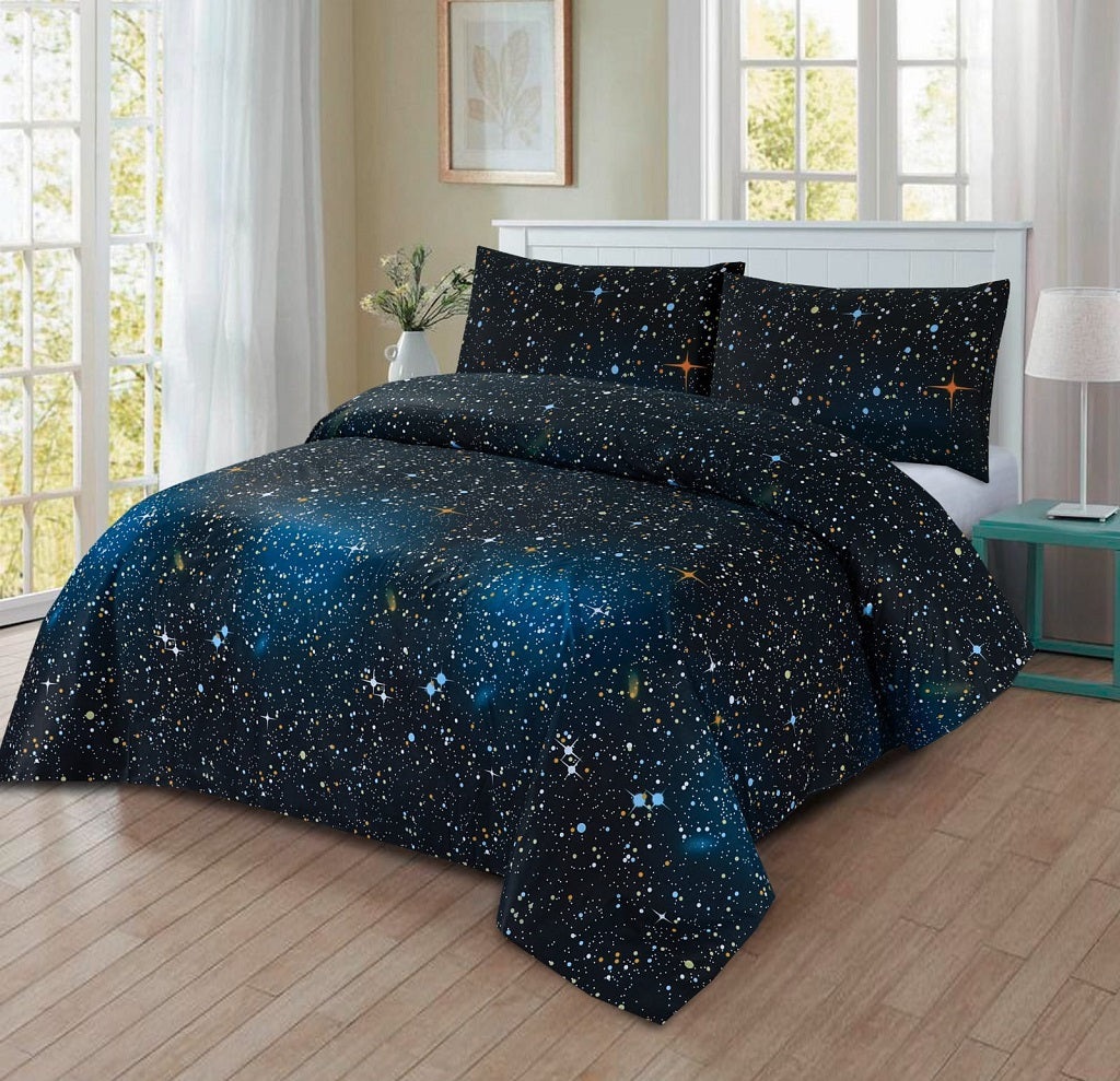 Galaxy 3 Pcs Bedding Set Navy Blue