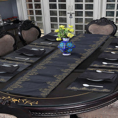 Garden Grey 9 Pcs Embroidered Table Runner Set ( 8 Seater )