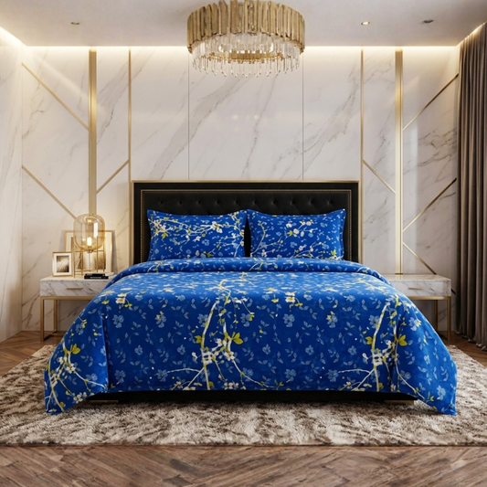 Gauche 3 Pcs Bedding Set Floral Blue 1080