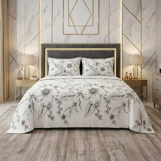 Gauche 3 Pcs Bedding Set White 1080
