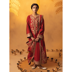 Gina 3 Pcs Stitched Embroidered Suit Maroon