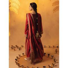 Gina 3 Pcs Stitched Embroidered Suit Maroon