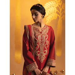 Gina 3 Pcs Stitched Embroidered Suit Maroon