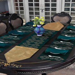 Gold Green 1 Pcs Embroidered Table Runner