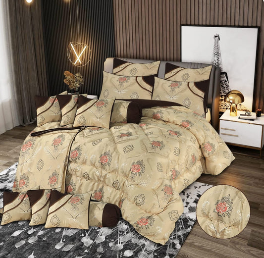 Jameson 14 Pcs Palachi Golden Brown Bedding Set with Filled Comforter 1280