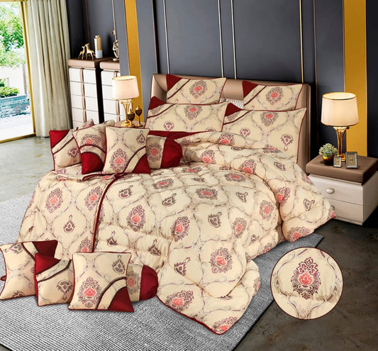 Jameson 14 Pcs Palachi Golden Red Bedding Set with Filled Comforter 1280