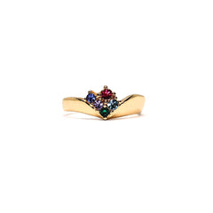 Golden Ring with Multicolour Colored Stones