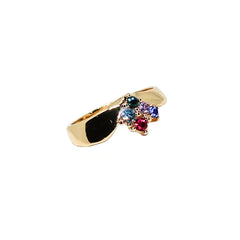 Golden Ring with Multicolour Colored Stones