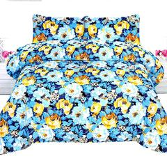 Gracie Floral 3 Pcs Bedding Set Blue