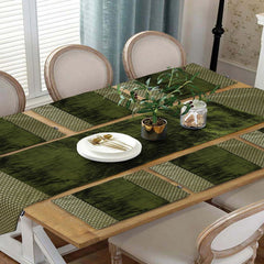 Lucgo 9 Pcs Table Runner Set Velvet Green ( 8 Seater )