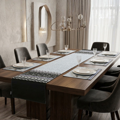 Grey Paisley 9 Pc Table Runner Set