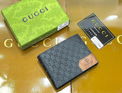 Designer Gucci Bifold Stamped Men Wallet Black