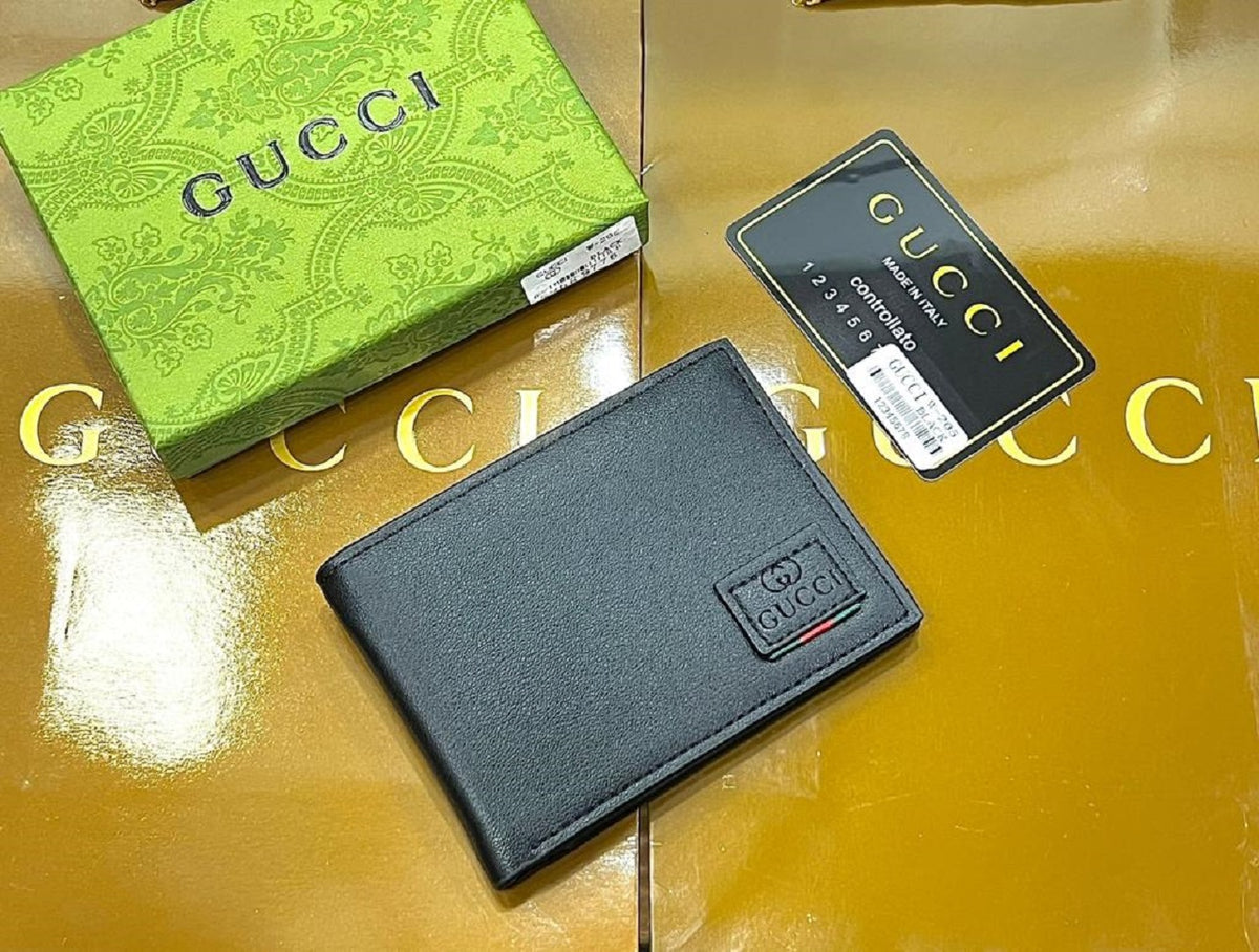 Designer Gucci Leather Bifold Men Wallet Black