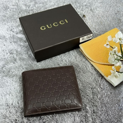 Gucci Leather Bifold Men Wallet Brown Textured ( Made In Italy )