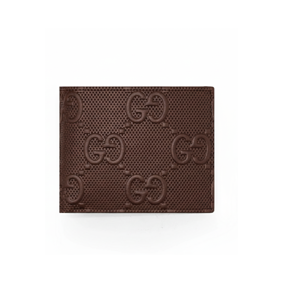 Gucci Leather Bifold Men Wallet Brown Textured (Made In Italy)