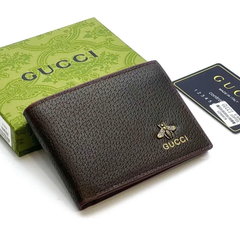Gucci Leather Bifold Men Wallet Brown Textured (Made In Italy)