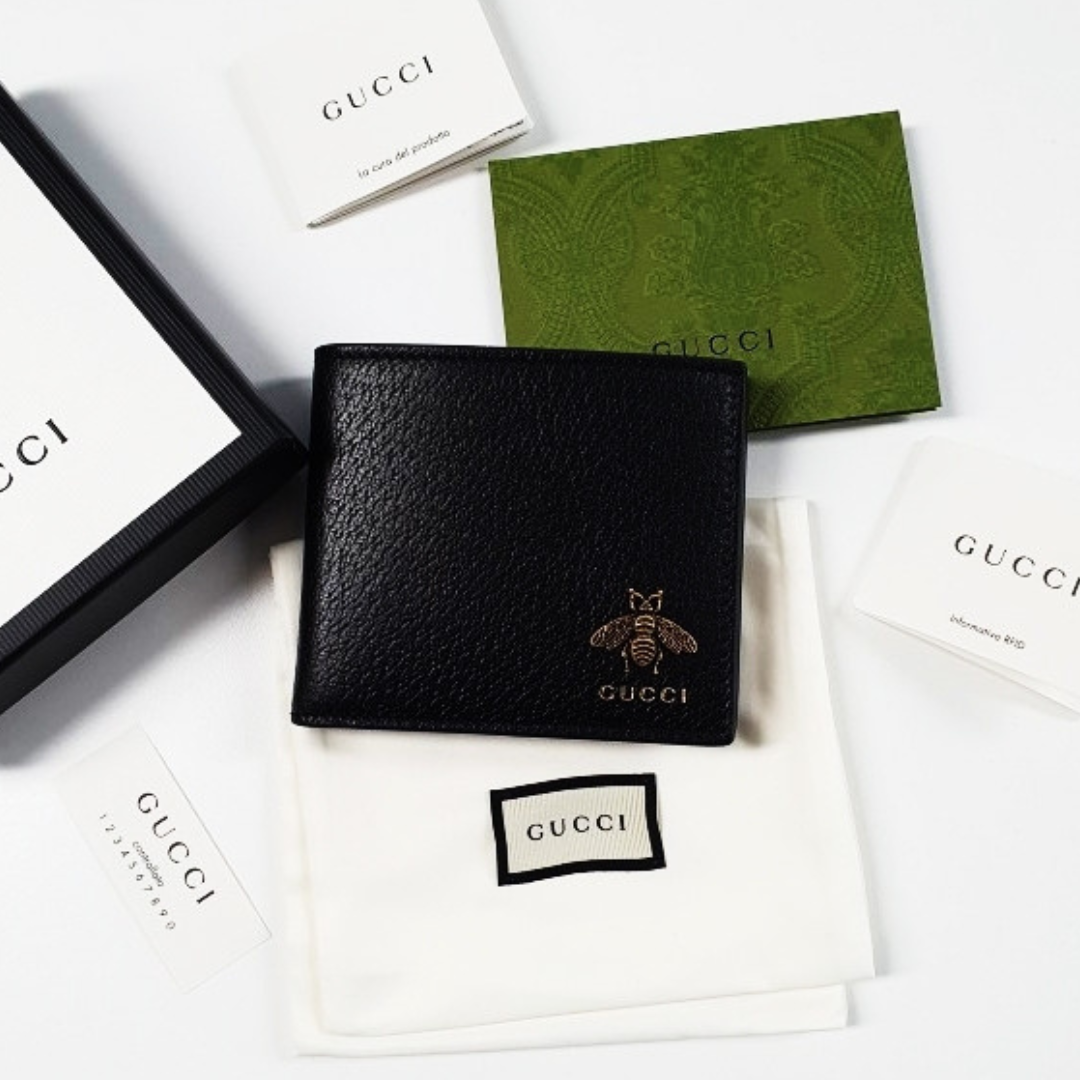 Gucci Premium Leather Bifold Men Wallet Black Textured (Made In Italy)