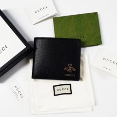 Gucci Premium Leather Bifold Men Wallet Black Textured (Made In Italy)