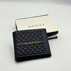 Gucci Wallet For Men Cow Leather Textured Black