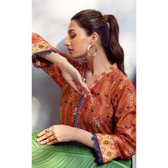 Gul Ahmed 2 Pcs Unstitched Lawn Suit Brown