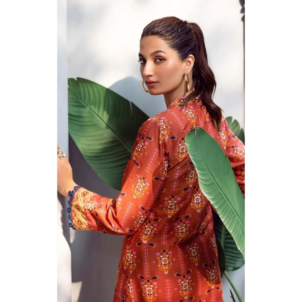 Gul Ahmed 2 Pcs Unstitched Lawn Suit Brown