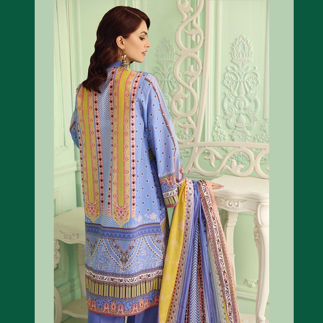 Gul Ahmed 3 Pcs Unstitched Digital Printed Embroidered Lawn Suit Blue