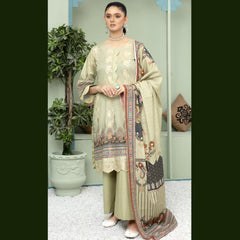 Gul Ahmed 3 Pcs Unstitched Embroidered Lawn Suit Charcoal Green