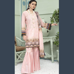 Gul Ahmed 3 Pcs Unstitched Embroidered Lawn Suit Glossy Peach