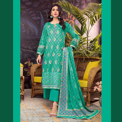 Gul Ahmed 3 Pcs Unstitched Embroidered Lawn Suit Green