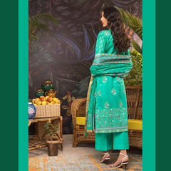 Gul Ahmed 3 Pcs Unstitched Embroidered Lawn Suit Green