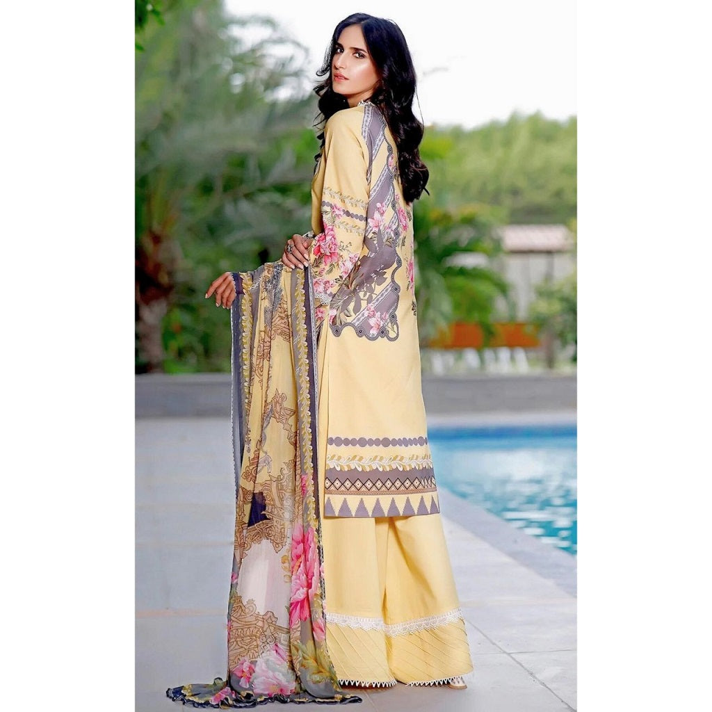 Gul Ahmed 3 Pcs Unstitched Printed Cotail Suit Yellow