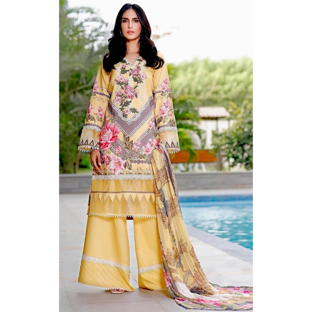 Gul Ahmed 3 Pcs Unstitched Printed Cotail Suit Yellow