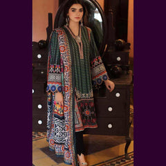 Gul Ahmed 3 Pcs Unstitched Printed Khaddar Suit Forest Green