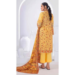 Gul Ahmed 3 Pcs Unstitched Printed Lawn Suit Corn Yellow