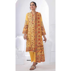 Gul Ahmed 3 Pcs Unstitched Printed Lawn Suit Corn Yellow