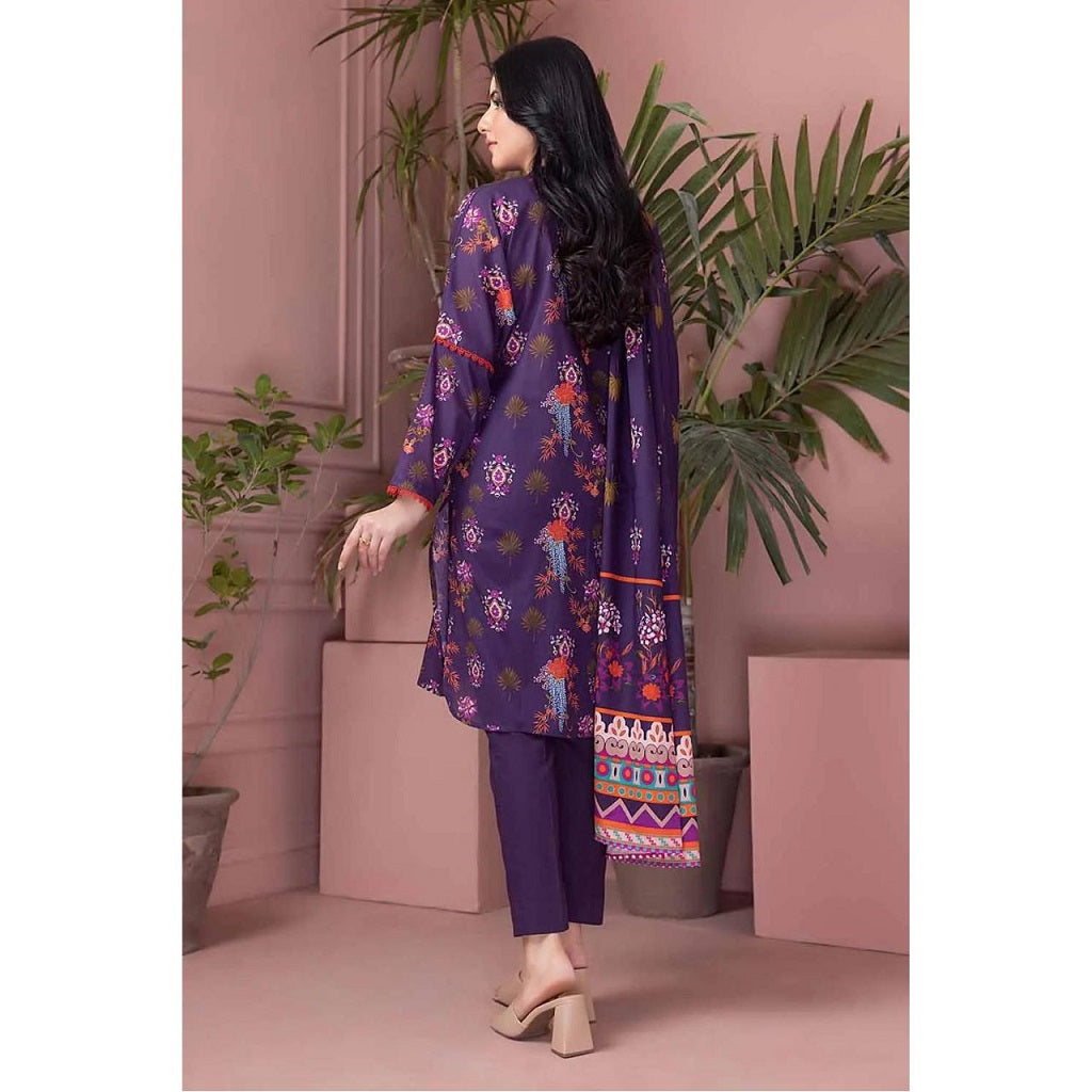 Gul Ahmed 3 Pcs Unstitched Printed Lawn Suit Purple