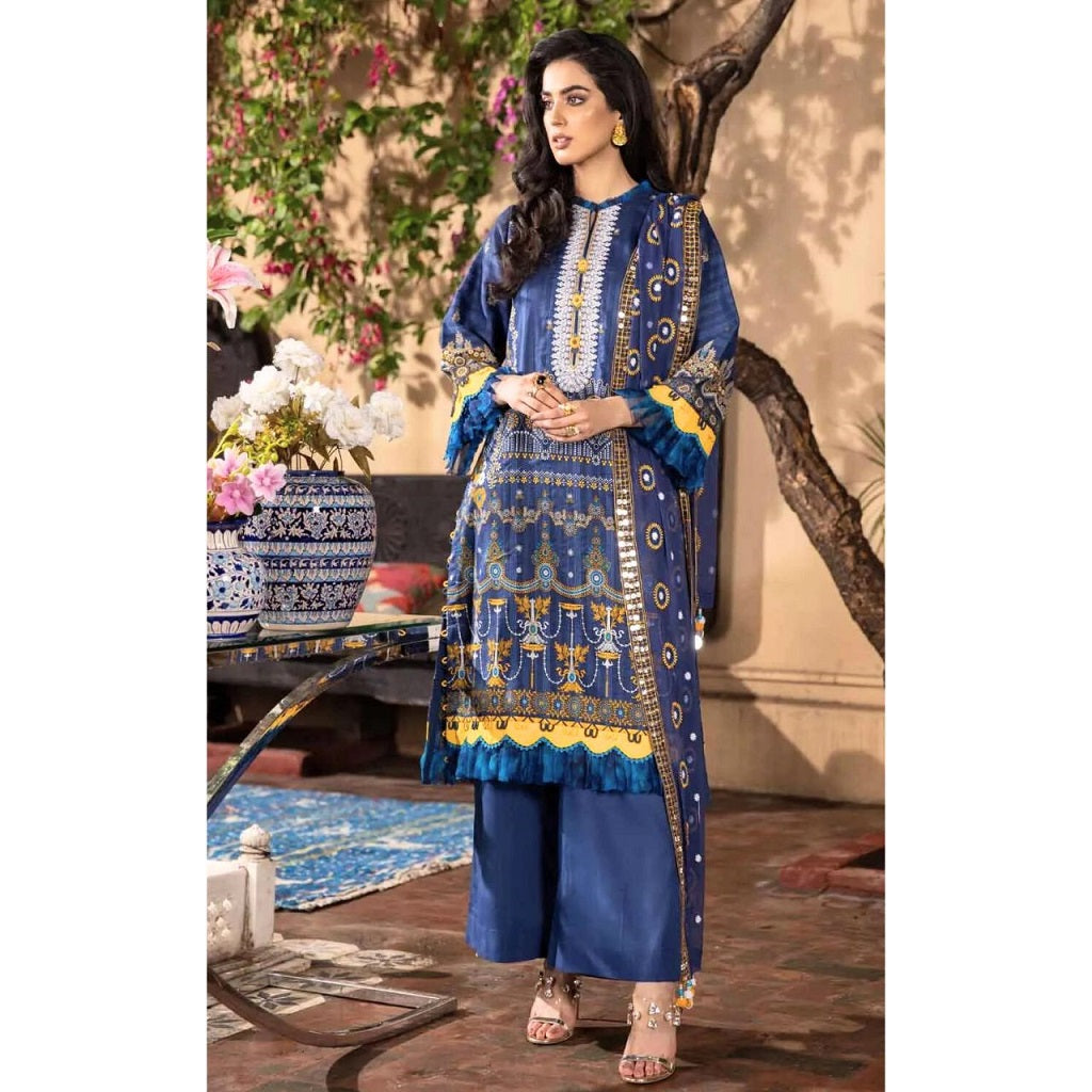 Gul Ahmed 3 Pcs Unstitched Printed Wool Suit Navy