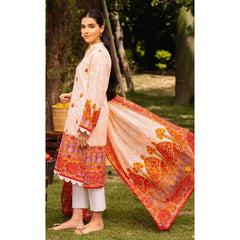 Gul Ahmed 3 Pcs Unstitched Printed Wool Suit Orange