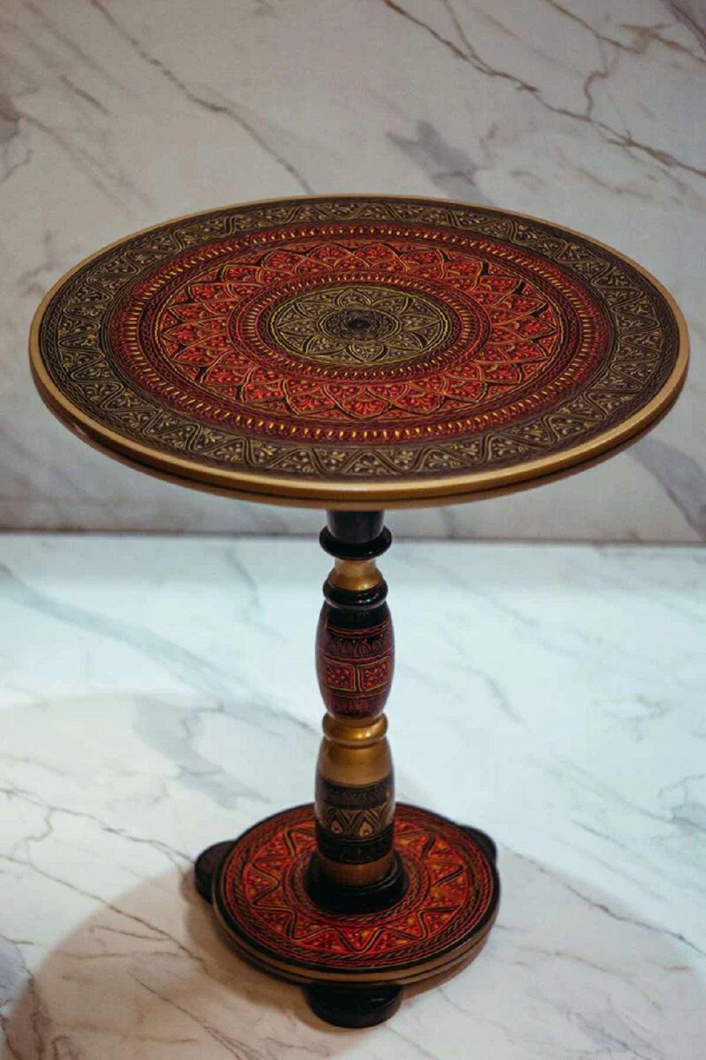 Handmade Round Table Red