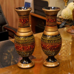 Blitz 2 Pcs Wooden Table Vase Red