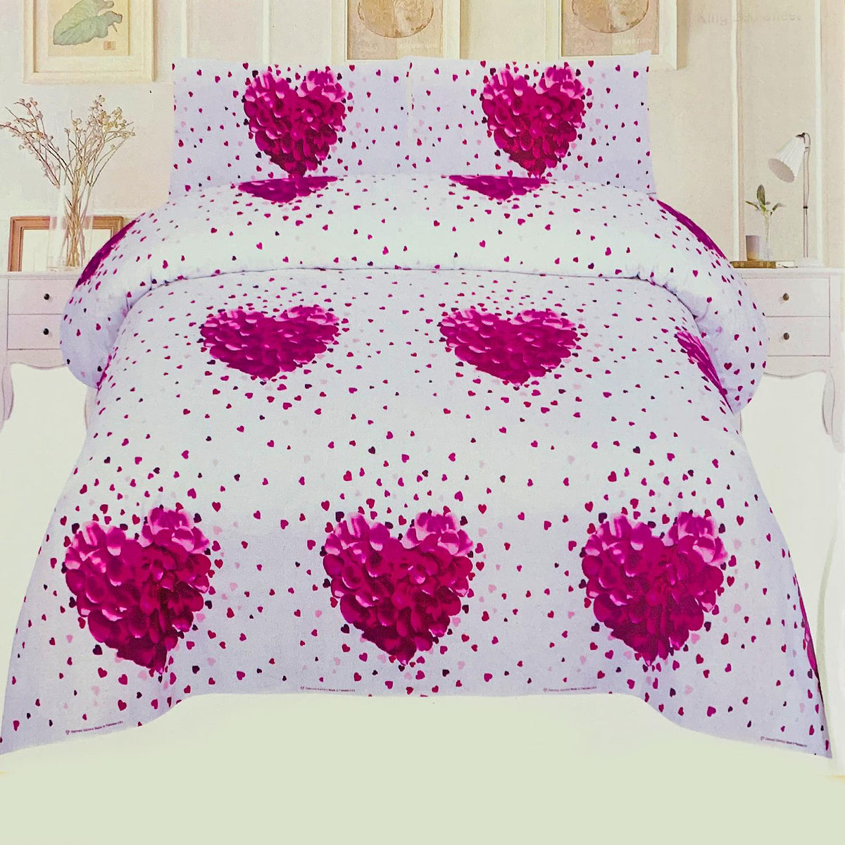 Heart 3 Pcs Bedding Set Purple