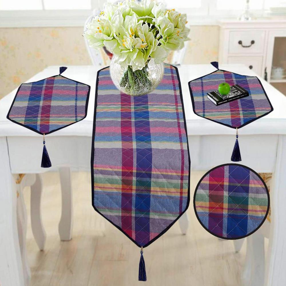 Henrik Check 3 Pcs Quilted Table Runner Set