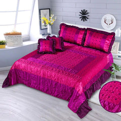 Hereth 5 Pcs Silk Embroidered Pink Bedspread Set