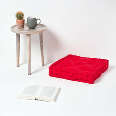 Hutch Tufted Floor Cushions Red