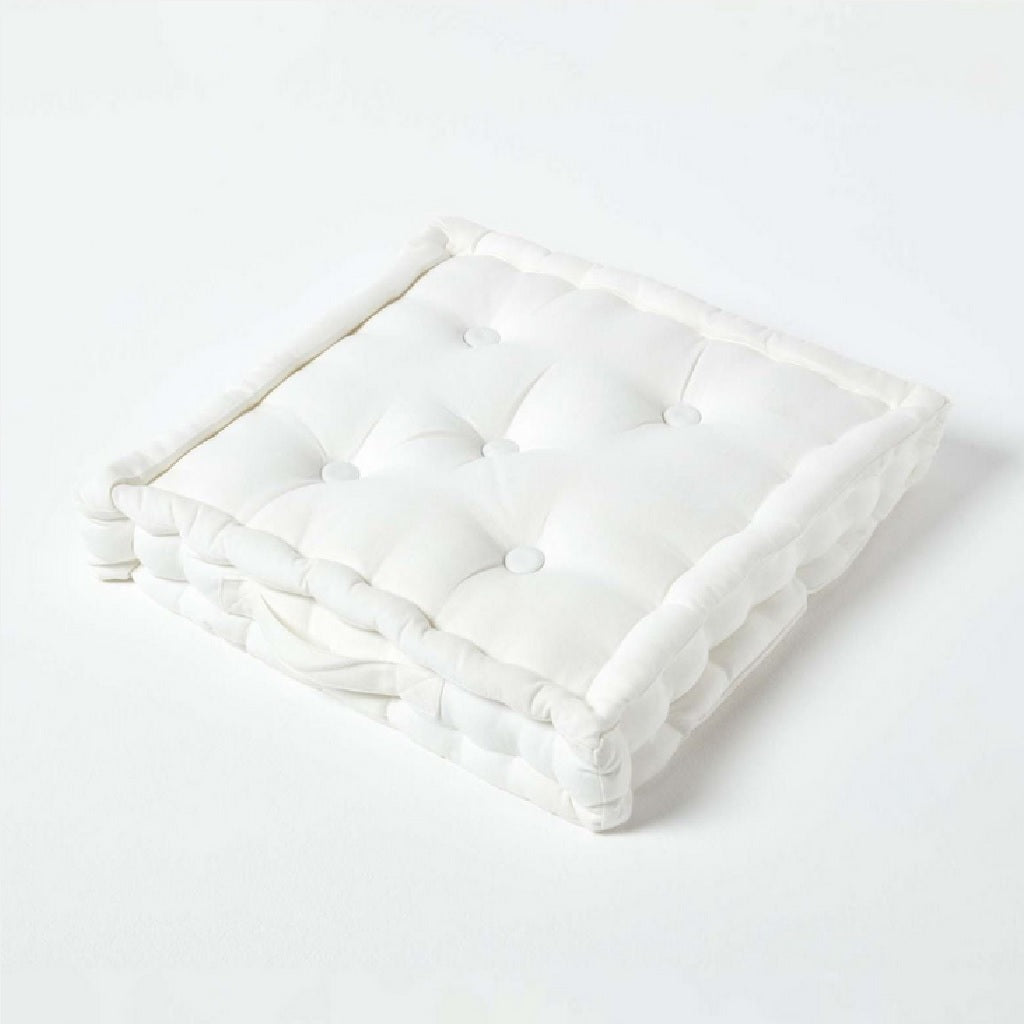 Hutch Tufted Floor Cushions white