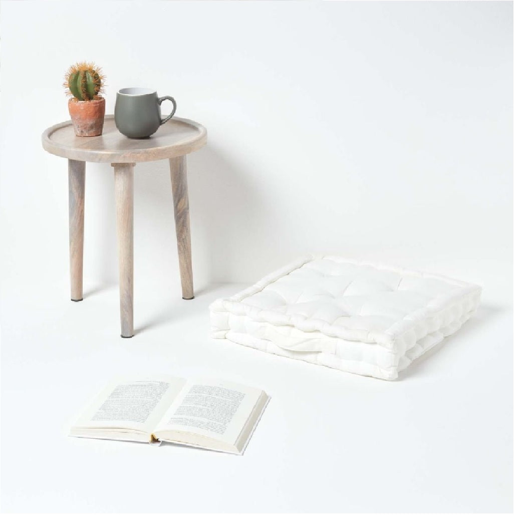 Hutch Tufted Floor Cushions white