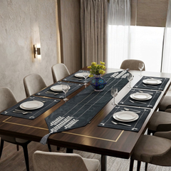 Ice Patels Embroidered 9 Pcs Table Runner Set Velvet ( 8 Seater )