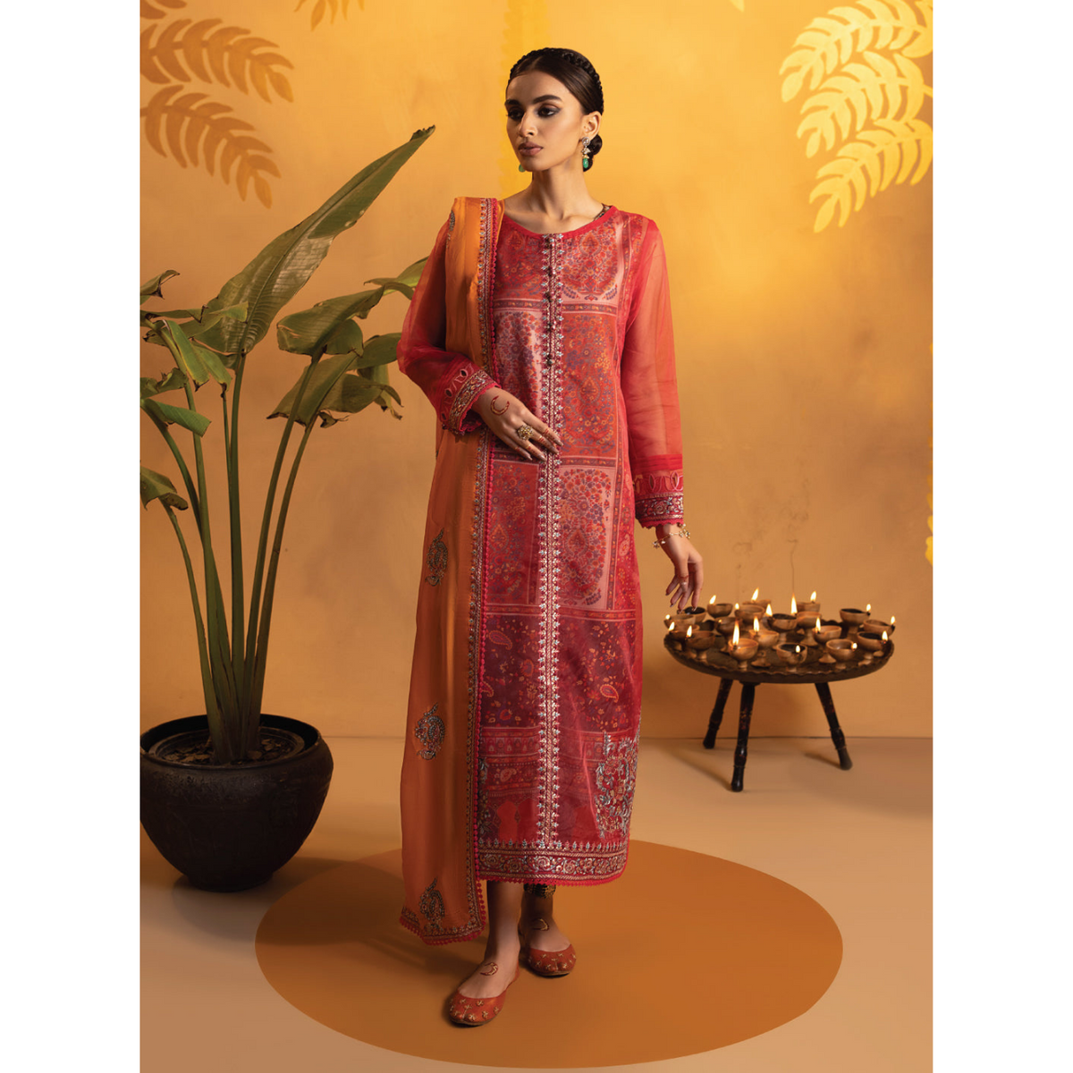 Ilse 3 Pcs Stitched  Embroidered Suit Pink